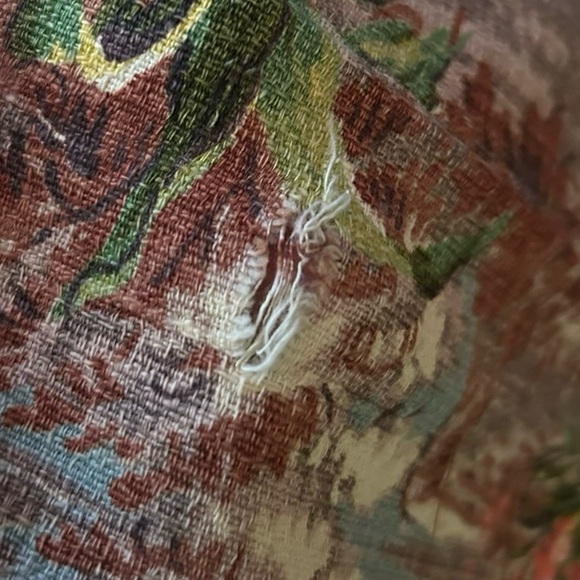 Two Vintage Barkcloth Curtain Panels - Picture 5 of 7